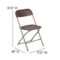 Flash Furniture Hercules Series Plastic Folding Chair - - Brown - 650Lb Weight Capacity Comfortable Event Chair - Lightweight Folding Chair -