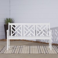 Bradley Outdoor Patio 5-Foot Wood Garden Bench In White(D0102H7Jyhx)