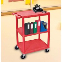 Luxor Multipurpose Storage Utility Cart 3 Shelves Structural Foam Plastic - Red