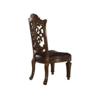 Acme Vendome Dining Side Chair In Pu And Cherry (Set Of 2)