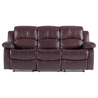 Homelegance Resonance 83 Bonded Leather Double Reclining Sofa, Brown