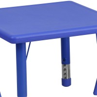 Flash Furniture 24'' Square Blue Plastic Height Adjustable Activity Table Set With 2 Chairs