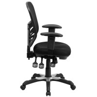 Mid-Back Black Mesh Multifunction Executive Swivel Ergonomic Office Chair With Adjustable Arms