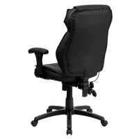 High Back Black Leathersoft Multifunction Executive Swivel Ergonomic Office Chair With Lumbar Support Knob With Arms