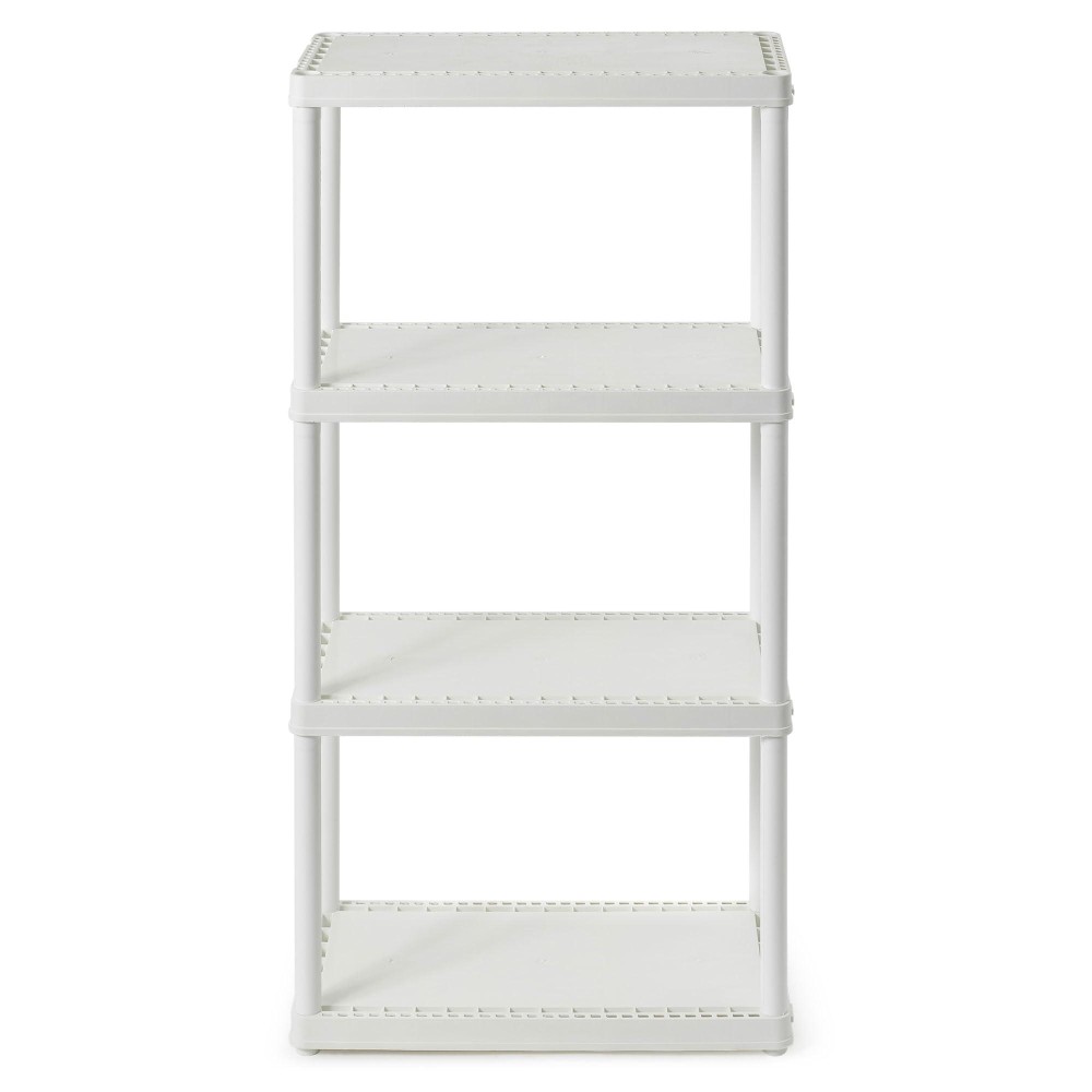 Gracious Living 4 Shelf Organizer Fixed Height Solid Light Duty Storage Shelves Organizer System For Home Garage Basement And