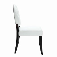 Modway Button Modern Tufted Faux Leather Upholstered Kitchen And Dining Room Chair In White