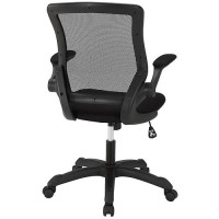 Modway Veer Office Chair With Mesh Back And Vinyl Seat With Flip-Up Arms In Black