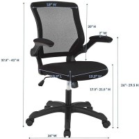 Modway Veer Office Chair With Mesh Back And Vinyl Seat With Flip-Up Arms In Black