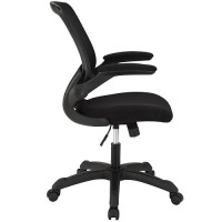 Modway Veer Office Chair With Mesh Back And Vinyl Seat With Flip-Up Arms In Black