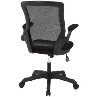 Modway Veer Office Chair With Mesh Back And Vinyl Seat With Flip-Up Arms In Black