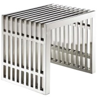 Modway Gridiron Stainless Steel Large And Small 2-Piece Bench Set