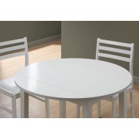 Monarch Specialties I 3Piece Dining Set with 36 Diameter Drop Leaf Table White