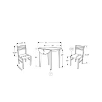 Monarch Specialties I 3Piece Dining Set with 36 Diameter Drop Leaf Table White