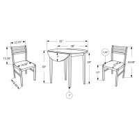 Monarch Specialties I 3Piece Dining Set with 36 Diameter Drop Leaf Table White