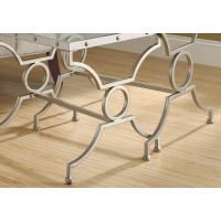 Monarch Specialties I Nesting Table Set with Tempered Glass Set of 2 Silver