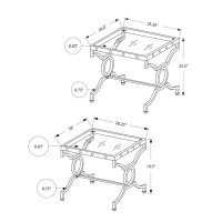 Monarch Specialties I Nesting Table Set with Tempered Glass Set of 2 Silver