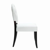 Modway Button Modern Tufted Faux Leather Upholstered Two Kitchen And Dining Room Chairs In White