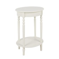 Decor Therapy Simplify Oval Wood Shelf Accent Table, 27 in H x 19.5 in W x 15.5 in D, Antique White