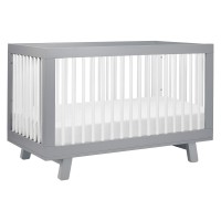 Babyletto Hudson 3-In-1 Convertible Crib With Toddler Bed Conversion Kit In Grey And White, Greenguard Gold Certified