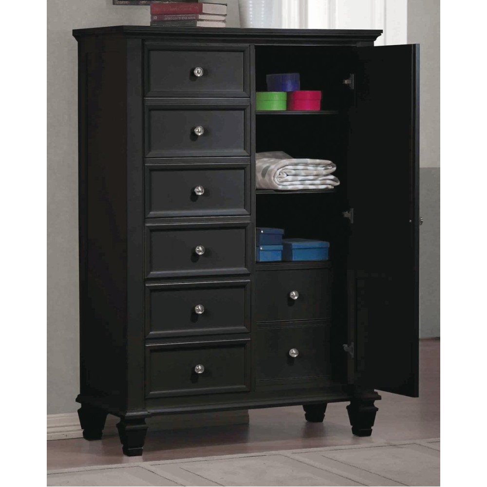 Sandy Beach Black Door Dresser With Concealed Storage