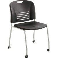 Safco Vy Straight Leg Stack Chairs with Casters Plastic Seat Plastic Back Powder Coated Steel Frame Fourlegged Base B