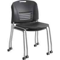 Safco Vy Straight Leg Stack Chairs with Casters Plastic Seat Plastic Back Powder Coated Steel Frame Fourlegged Base B