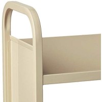 Safco Products Single-Sided Library Book Cart 5358Sa Sand, Heavy Duty, Swivel Wheels, 3 Slanted Shelves