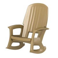 Semco Plastics Rockaway 600 Pound Capacity Heavy Duty All Weather Easy Assemble Outdoor Rocking Chair For Deck And Patio, Taupe