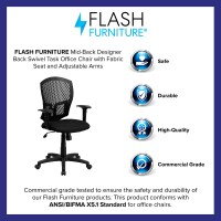 Flash Furniture Moss Mid-Back Designer Back Swivel Task Office Chair With Fabric Seat And Adjustable Arms