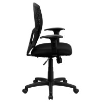 Flash Furniture Moss Mid-Back Designer Back Swivel Task Office Chair With Fabric Seat And Adjustable Arms