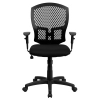 Flash Furniture Moss Mid-Back Designer Back Swivel Task Office Chair With Fabric Seat And Adjustable Arms