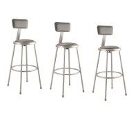 NPS 30Heavy Duty Vinyl Padded Steel Stool With Backrest, Grey