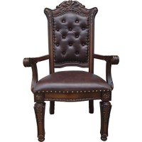 Acme Vendome Dining Arm Chair In Pu And Cherry (Set Of 2)