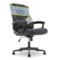 Serta Executive High Back Office Chair With Lumbar Support Ergonomic Upholstered Swivel Gaming Friendly Design, Bonded Leather, Black