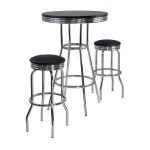 Winsome Summit 3 Piece Pub Table Set With 2 Swivel Stool In Black Finish