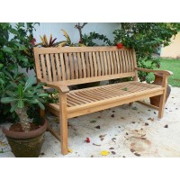 Anderson Collections Del-Amo Teak Garden Bench Fabric : Without Cushion