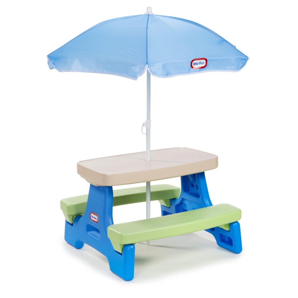 Little Tikes Easy Store Picnic Table With Umbrella Multi Color 4200L X 3800W X 1975H