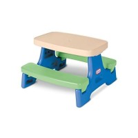 Little Tikes Easy Store Jr. Picnic Table With Umbrella - Blue / Green