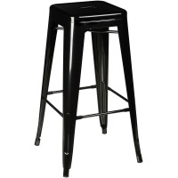 Amerihome Metal Bar Stool Set, 30-Inch, Black, Set Of 4