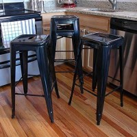 Amerihome Metal Bar Stool Set, 30-Inch, Black, Set Of 4