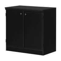 South Shore Morgan Small 2-Door Storage Cabinet Pure Black, 31.5