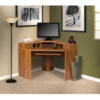 Os Home And Office Furniture Oshom Model Monitor Platform, Keyboard Shelf, 2 Box 1 File Drawer Corner Computer Work Center, Autumn Oak Laminate