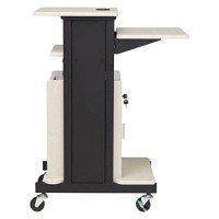 Oklahoma Sound Premium Plus Steel Wheeled AV Presentation Cart with Storage Cabinet Wire Management Grommets and 6 Outlet Powe