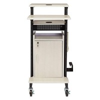 Oklahoma Sound Premium Plus Steel Wheeled AV Presentation Cart with Storage Cabinet Wire Management Grommets and 6 Outlet Powe