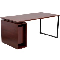 Flash Furniture Manchester Mahogany Computer Desk With Open Storage Pedestal