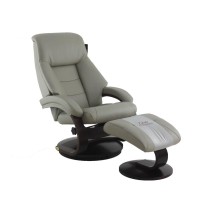 RelaxR Montreal Recliner and Ottoman in Putty Top Grain Leather