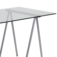 Flash Furniture Glass Computer Desk With Silver Metal Frame