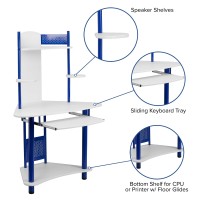 Flash Furniture Walker Blue Corner Computer Desk With Hutch