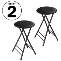 Lavish Home Set Of 2 Counter Height Bar Stools 24Inch Backless Folding Chairs With 225Lb Capacity For Kitchen Rec Room Or G