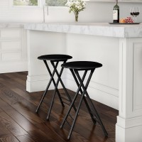 Lavish Home Set Of 2 Counter Height Bar Stools 24Inch Backless Folding Chairs With 225Lb Capacity For Kitchen Rec Room Or G